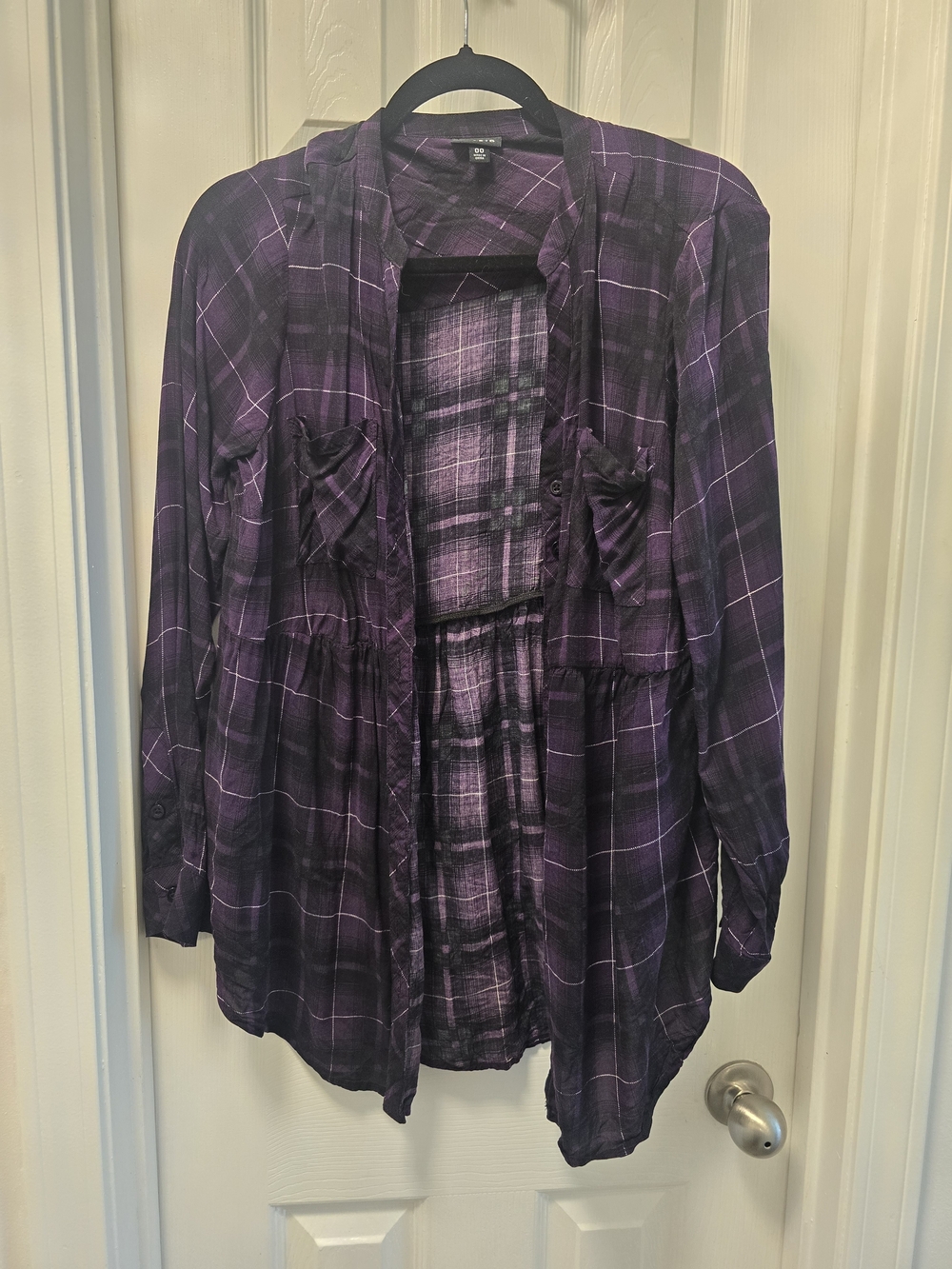 torrid Purple Plaid Open Front Shirt Jacket